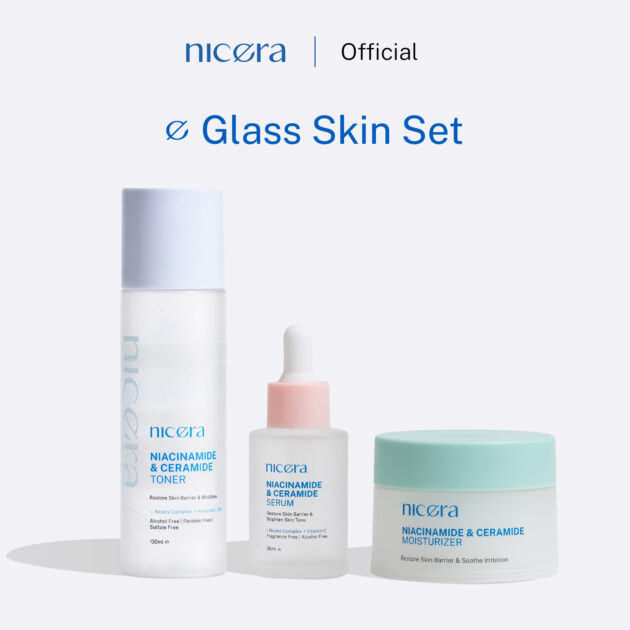 Nicera Glass Skin Set - Niacinamide & Ceramide Toner + Serum + Moisturizer